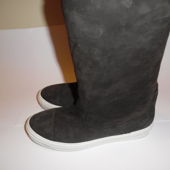 Salvatore Ferragamo Lucio Shearling Real Fur Gray Suede Winter Boots Shoes - Picture 8 of 15